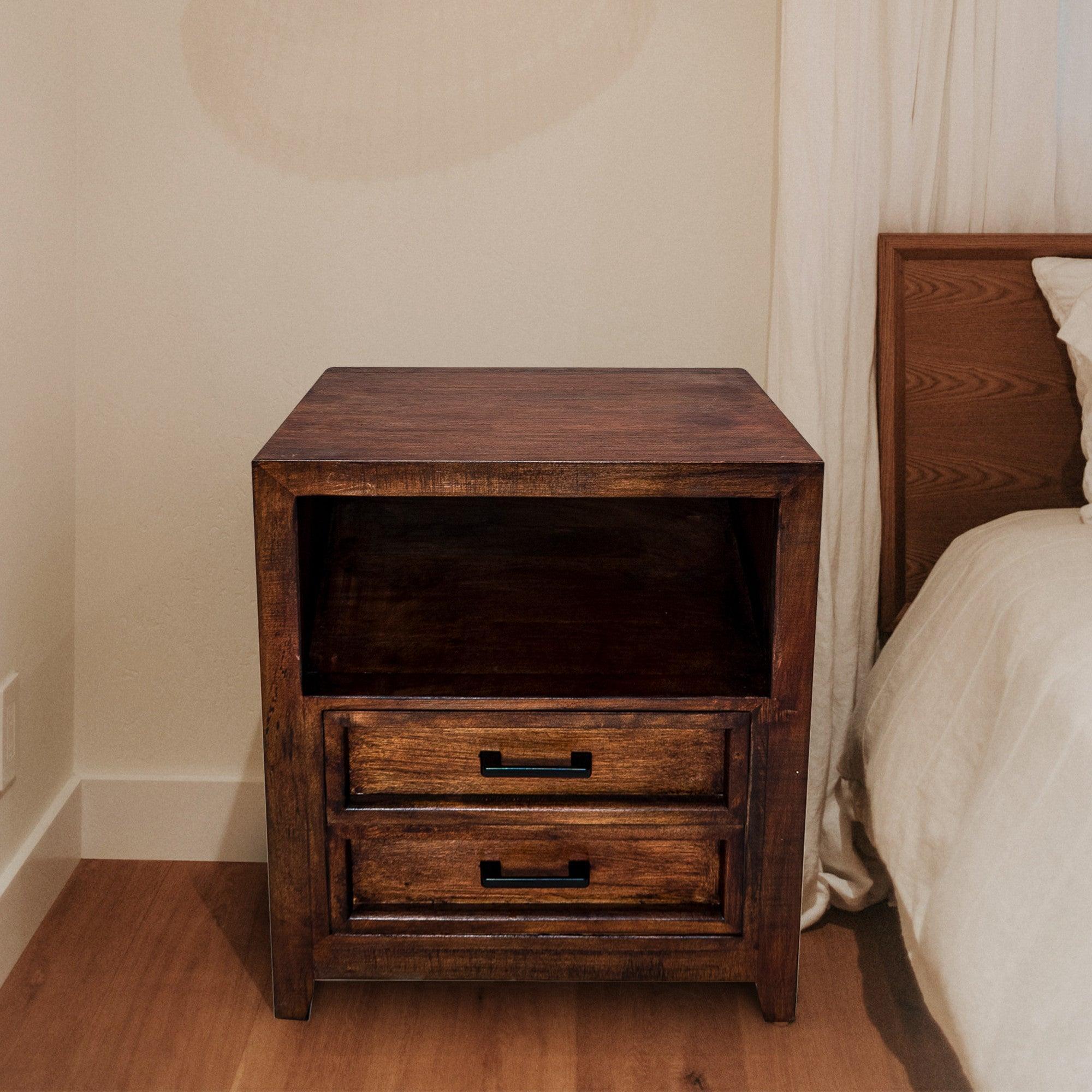 Modern Assembled Brown 2-Drawer Cabinet Nightstand with Storage - Perfect for Bedroom, Living Room & Office Furniture Organization