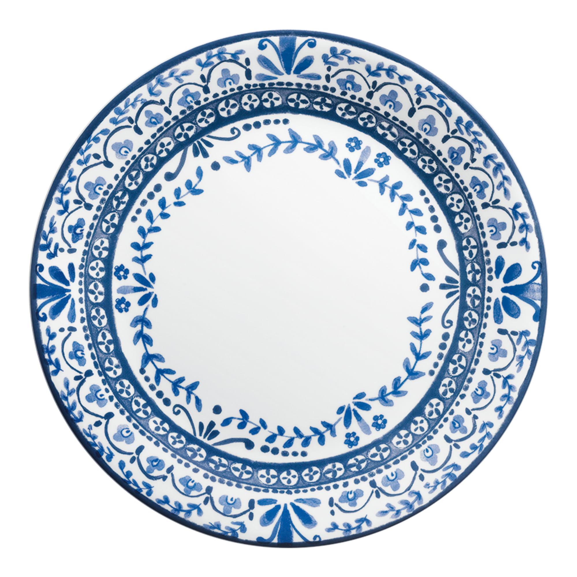 Corelle Vitrelle 6-Piece Dinner Plate Set - Triple Layer Chip Resistant Glass Plates, Lightweight & Durable Round Dishes (Portofino Pattern) - Perfect for Everyday Dining, Entertaining & Microwave Use