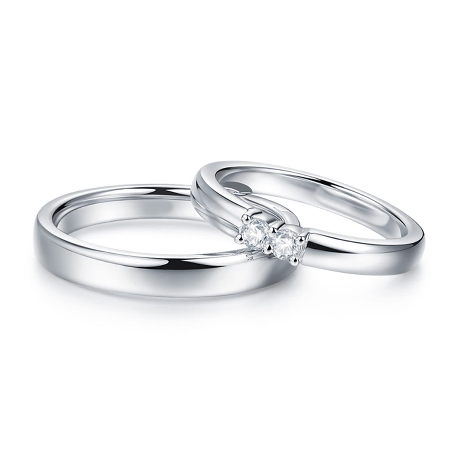 Diamond Matching Couples Rings for Him and Her - Sterling Silver/10K/14K/18K Wedding Promise Rings with Free Engraving | Perfect for Anniversaries, Engagements & Romantic Gifts