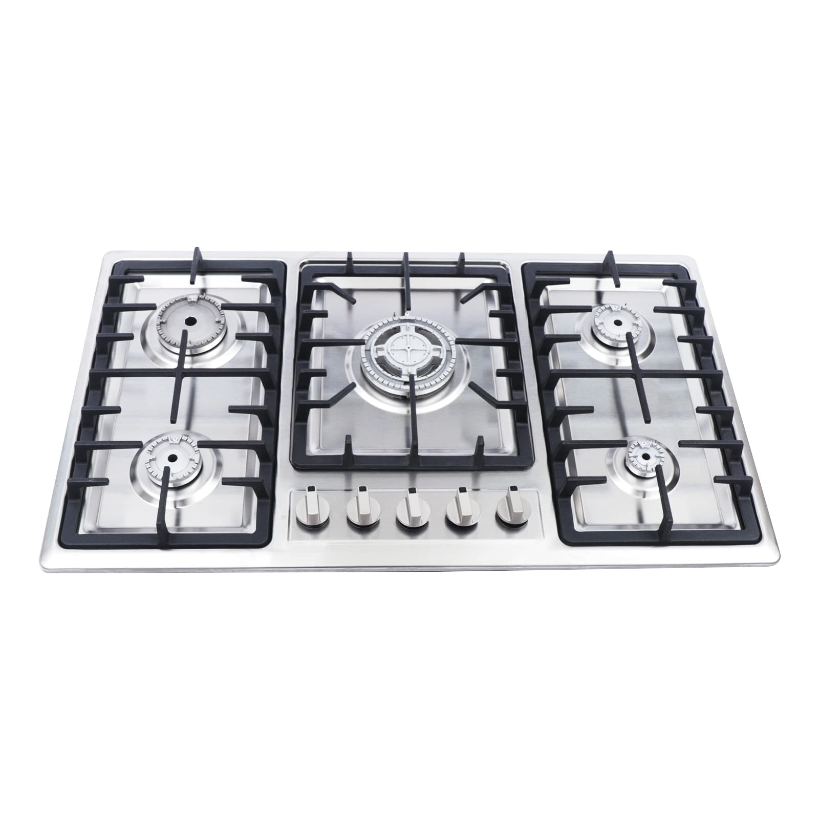 5 Burner Built-in Gas Stove Cooktop with Flameout Protection - Stainless Steel NG/LPG Compatible for RV & Home Kitchen - Perfect for Camping, Cooking & Outdoor Adventures