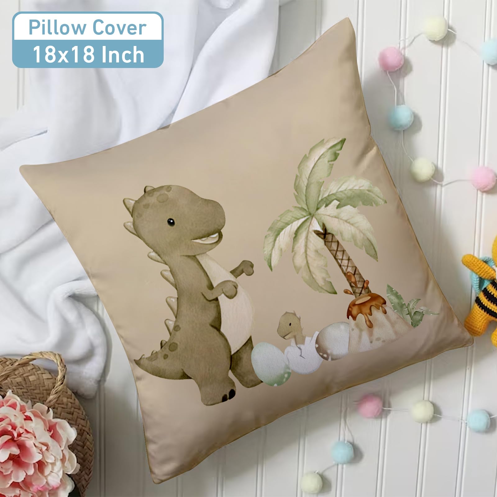 Personalized Neutral Dinosaur Baby Crib Bedding Set - 5 Piece Nursery Set with Fitted Crib Sheet, Toddler Blanket & Baby Area Rug for Boys & Girls | Perfect for Nursery Decor, Baby Shower Gifts & Newborn Essentials