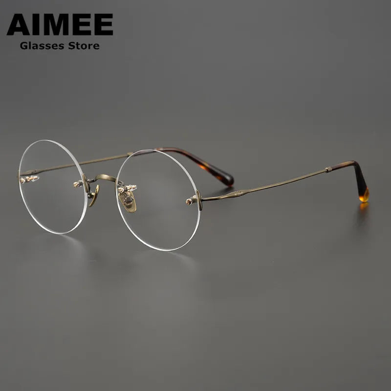 Aimee Unisex Rimless Round Titanium Acetate Eyeglasses 4521 - Lightweight & Durable Glasses for Men & Women - Perfect for Reading, Working & Daily Wear