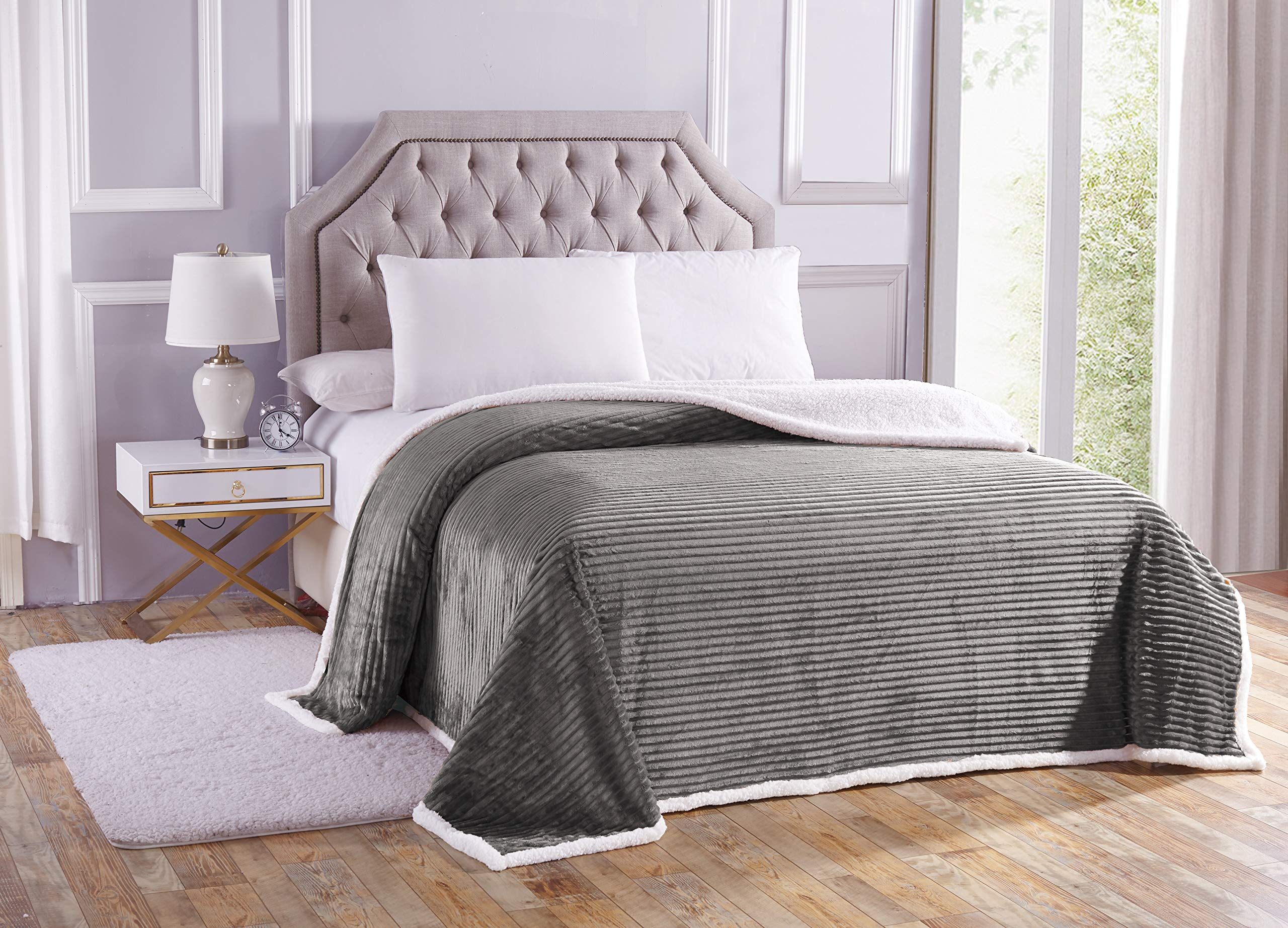 Cozy Corduroy Sherpa Blanket for Bed & Couch - Ultra Soft Reversible Plush Throw Blanket for Winter, Home Decor, and Gift Giving