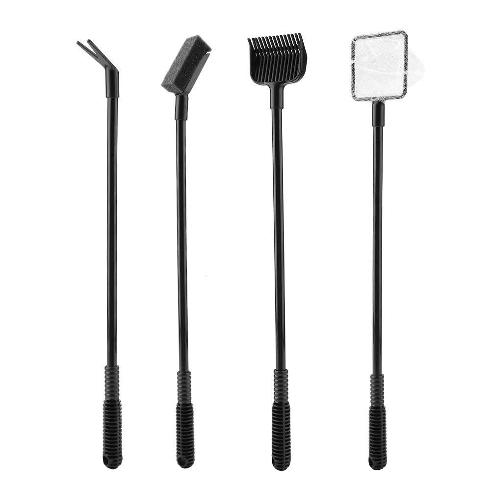 TOPINCN 4-in-1 Aquarium Cleaning Kit - Fish Tank Cleaner Brush Set with Algae Scraper, Gravel Cleaner & Net - Portable Maintenance Tools for Freshwater & Saltwater Tanks (Perfect for Home Aquariums & Fish Tank Cleaning)