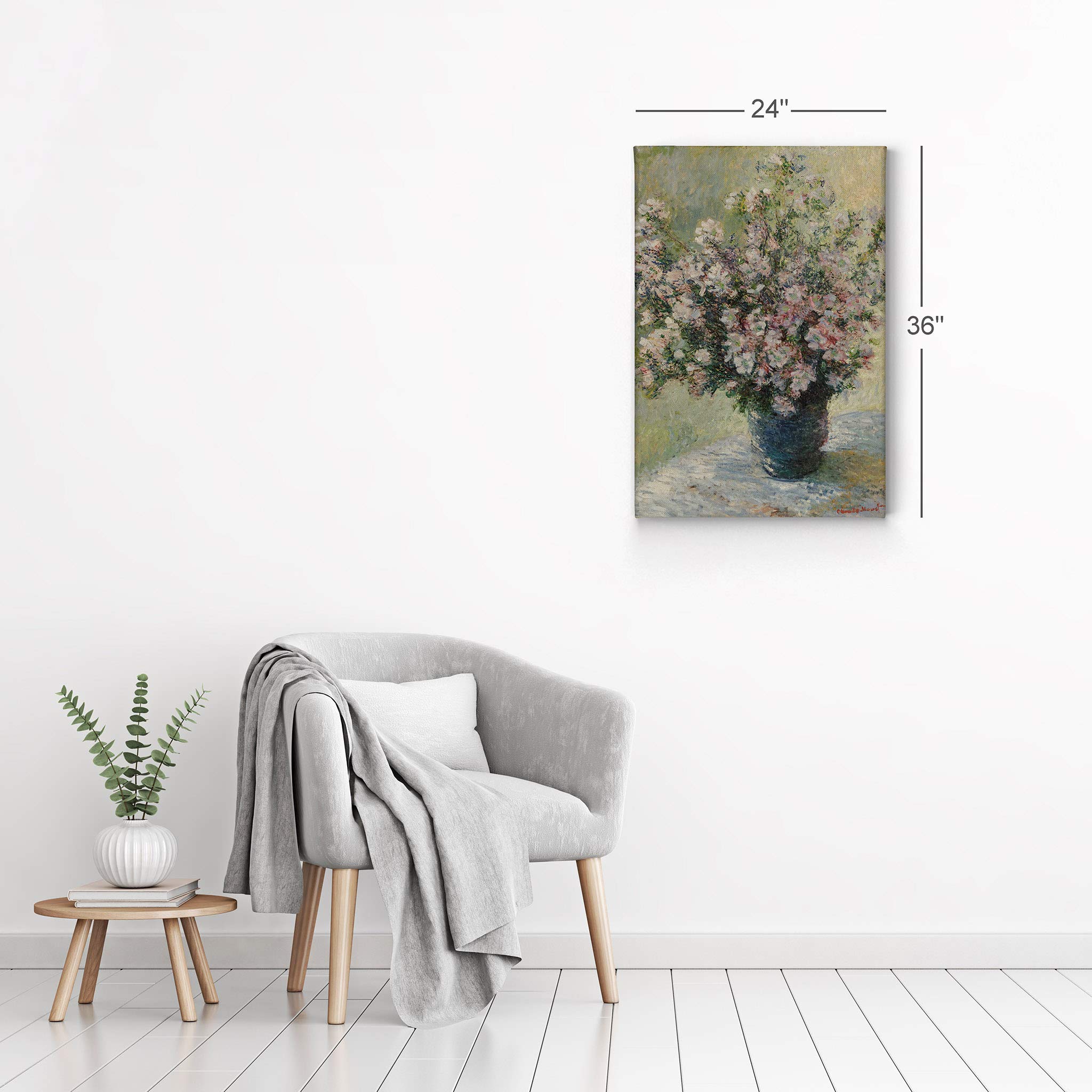 Claude Monet Vase of Flowers Canvas Wall Art Print - Famous Oil Painting Reproduction, Modern Home Decor, Ready to Hang (40x30 inches, Made in USA) - Perfect for Living Room, Bedroom & Office Decor