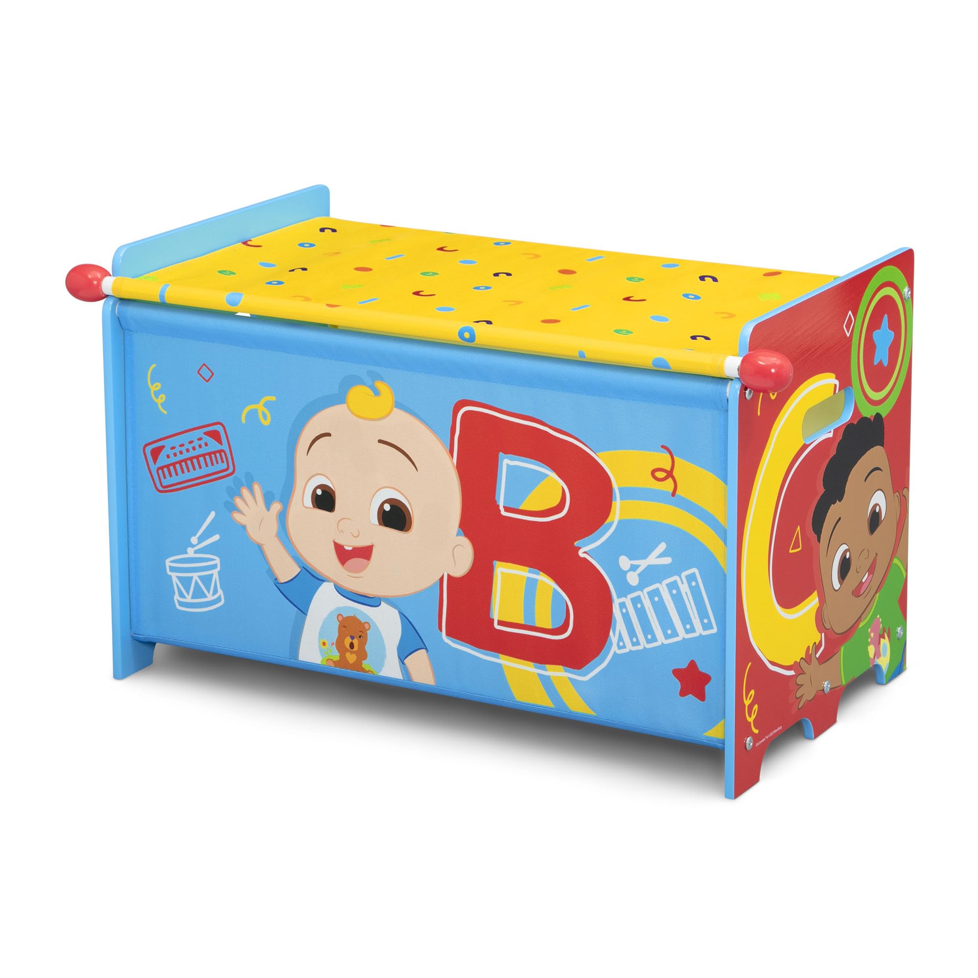 Delta Children CoComelon Kids Toy Storage Box with Retractable Fabric Lid - Blue | Nursery Organization & Playroom Storage Solution