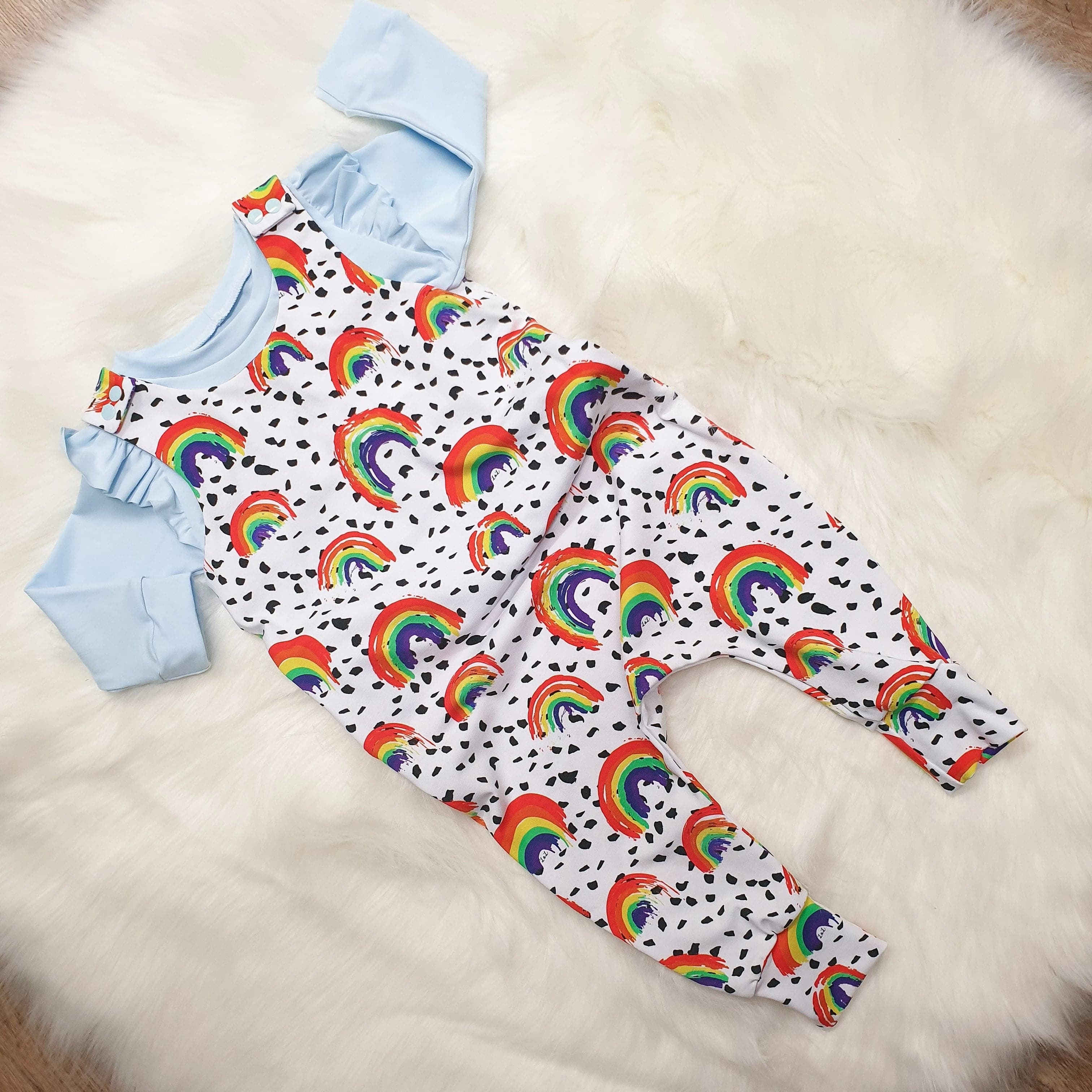 Organic Cotton Child & Toddler Dungarees with Rainbow Design - Soft & Comfortable Overalls for Baby Boys & Girls - Perfect for Playtime, Daycare & Outdoor Adventures