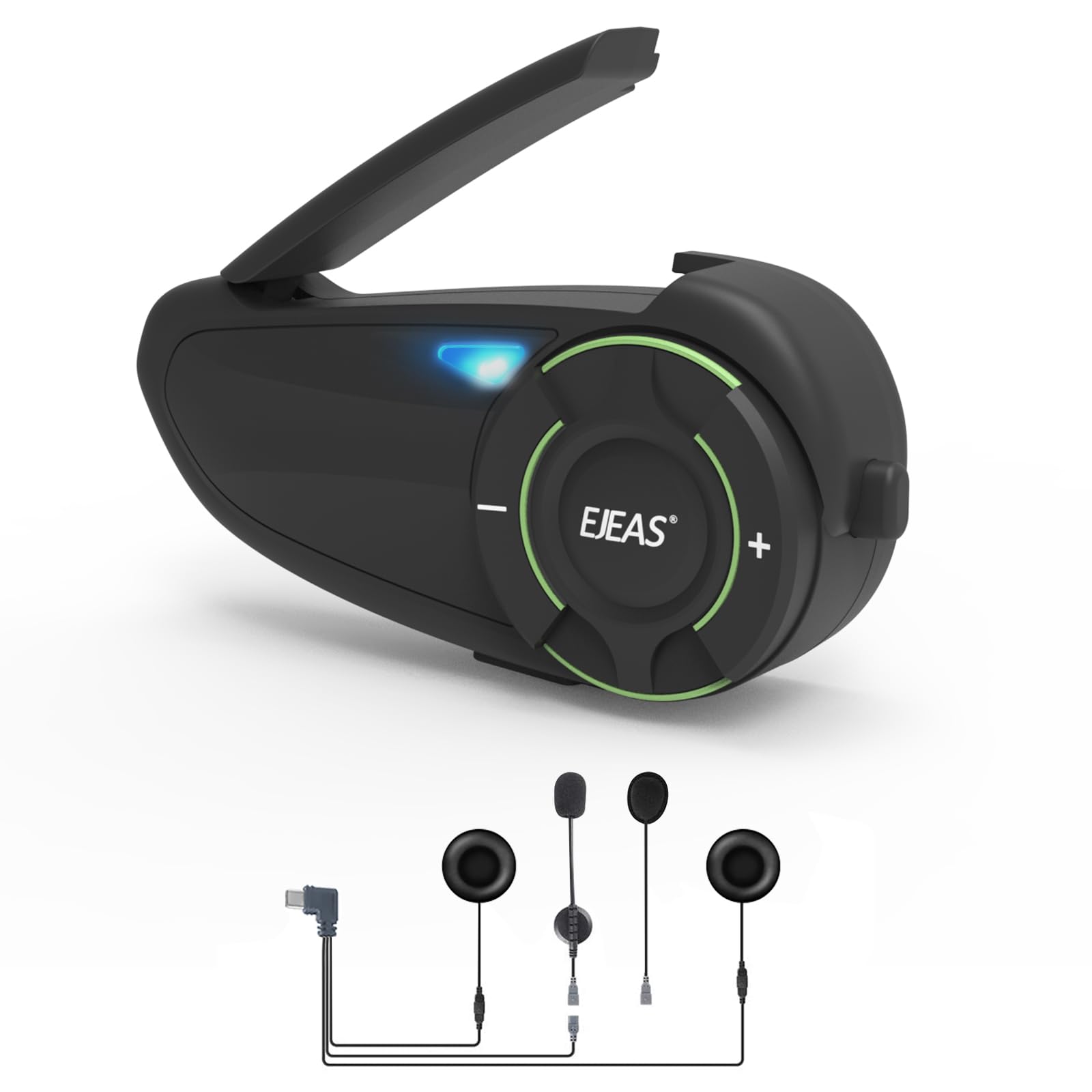 EJEAS Q8 Mesh 3.0 Motorcycle Bluetooth Intercom System - 6-Way Full Duplex Communication, Bluetooth 5.1 Helmet Headset with CVC Noise Cancellation & Music Sharing (1 Pack) - Perfect for Group Rides, Touring & Adventure Motorcycling