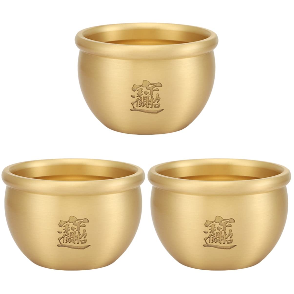 NUOBESTY 3-Pack Feng Shui Copper Treasure Bowls - Home Decor, Outdoor Decor, Altar Cups for Wealth & Prosperity - Perfect for Christmas Decorations, Feng Shui Altars & Gift Giving