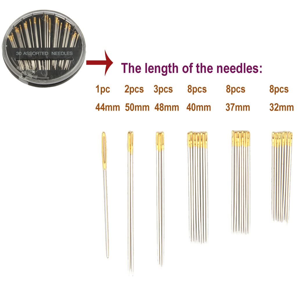 30pcs 9 Teeth Stainless Steel Snap Comb Wig Clips - Hair Extension Clips for Wigs & Weaves - Includes 30 Assorted Sewing Needles & 2 Rolls Thread (Black) - Perfect for Securing Hair Extensions, Costumes & Cosplay