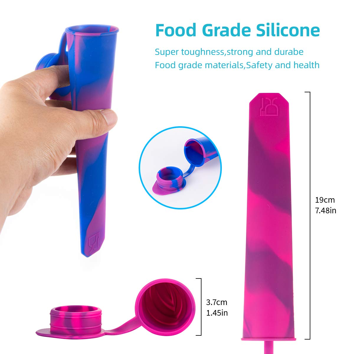 iNeibo 6-Pack Colorful Silicone Popsicle Molds - BPA-Free Food Grade Ice Pop Maker for Healthy Homemade Frozen Treats - Perfect for Summer Snacks, Kids Parties & DIY Desserts