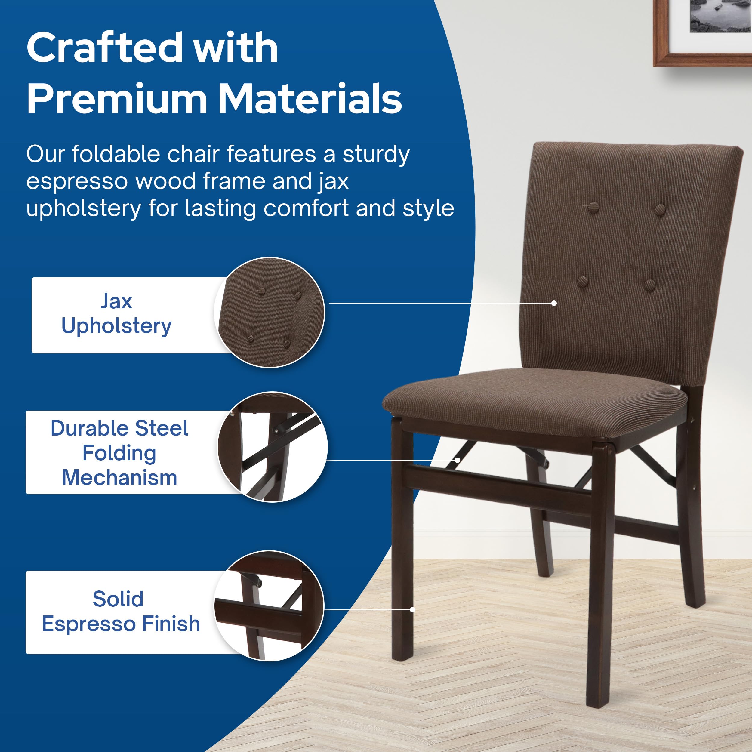 MECO STAKMORE Parson’s Folding Chair Set of 2 - Espresso Finish, 20.25