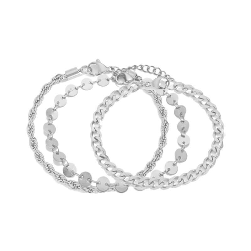 Surgical Steel Rope Cuban Chain Link Bracelet Set for Men & Women | CD004 | Durable & Hypoallergenic Jewelry for Everyday Wear, Gifts & Fashion Accessories