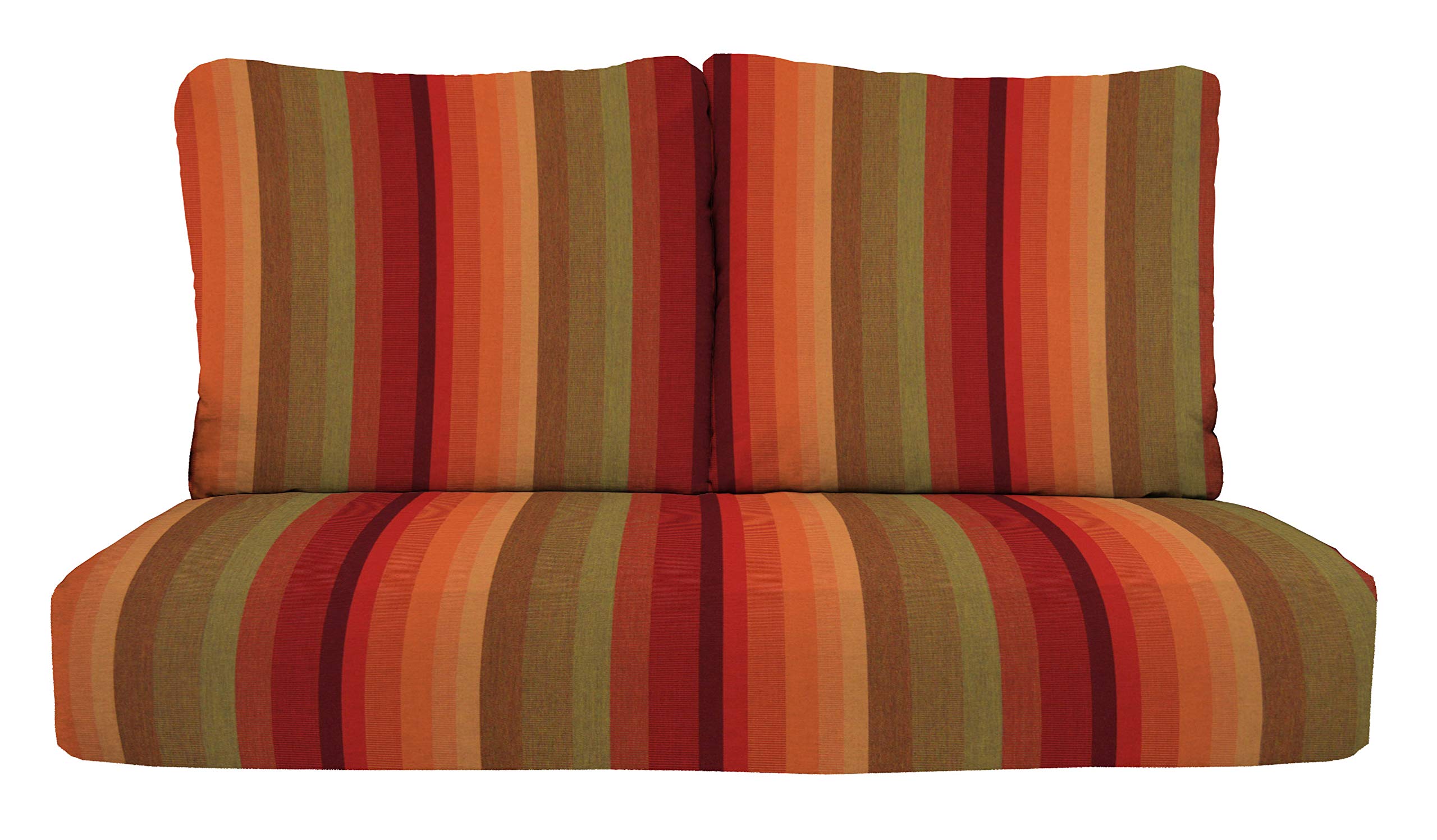 RSH DECOR: Sunbrella Deep Seating Loveseat Cushion Set - 46” x 26” Outdoor Patio Furniture Cushions with Performance Fabric & Pillow Back - Astoria Sunset Pattern - Perfect for Garden, Poolside & Backyard Relaxation