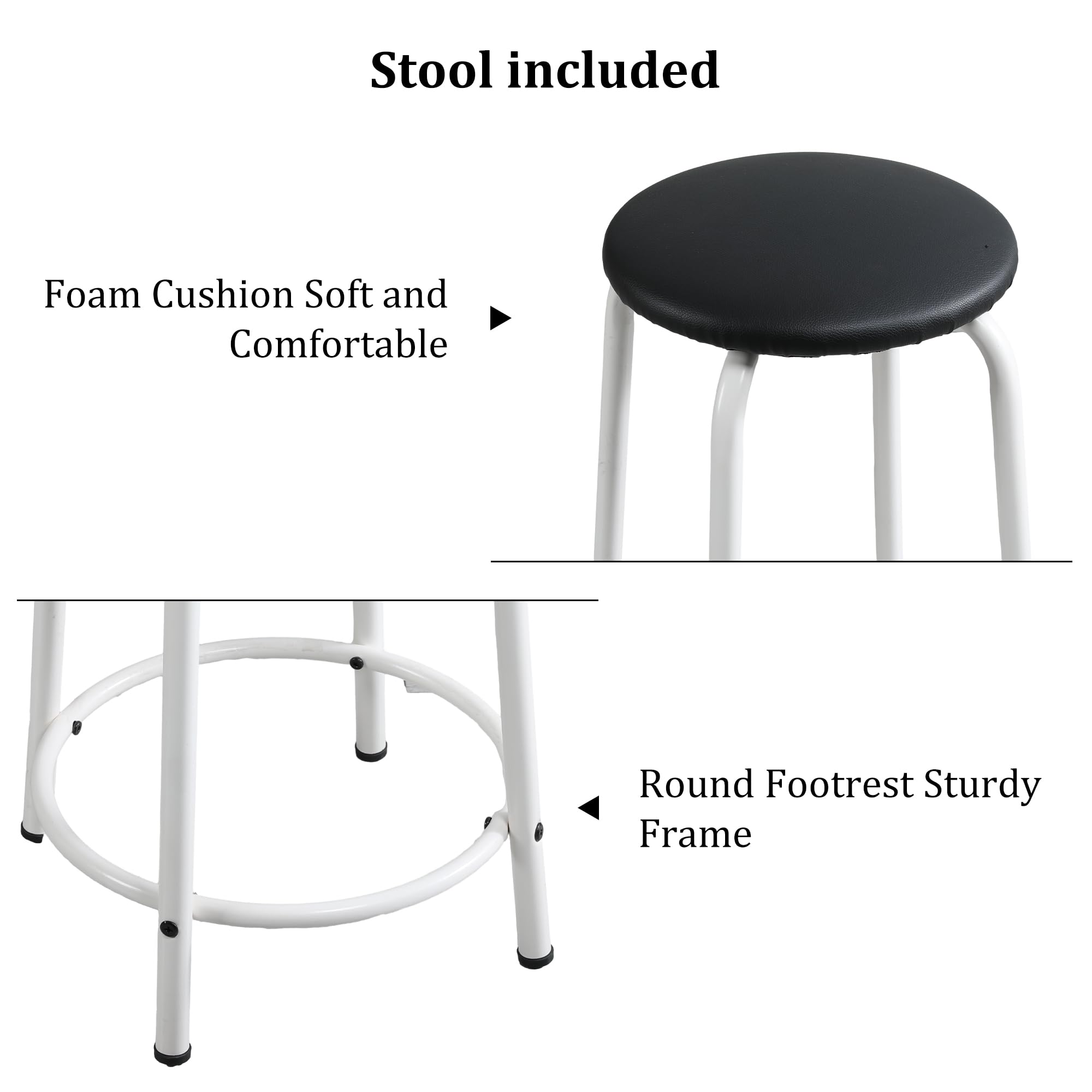 Olela Adjustable Height Drafting Desk with Tilting Tempered Glass Tabletop & Stool - Versatile Art Craft Painting Workstation for Artists, Designers & Hobbyists - Perfect for Drawing, Sketching, Painting & Home Office Workspace