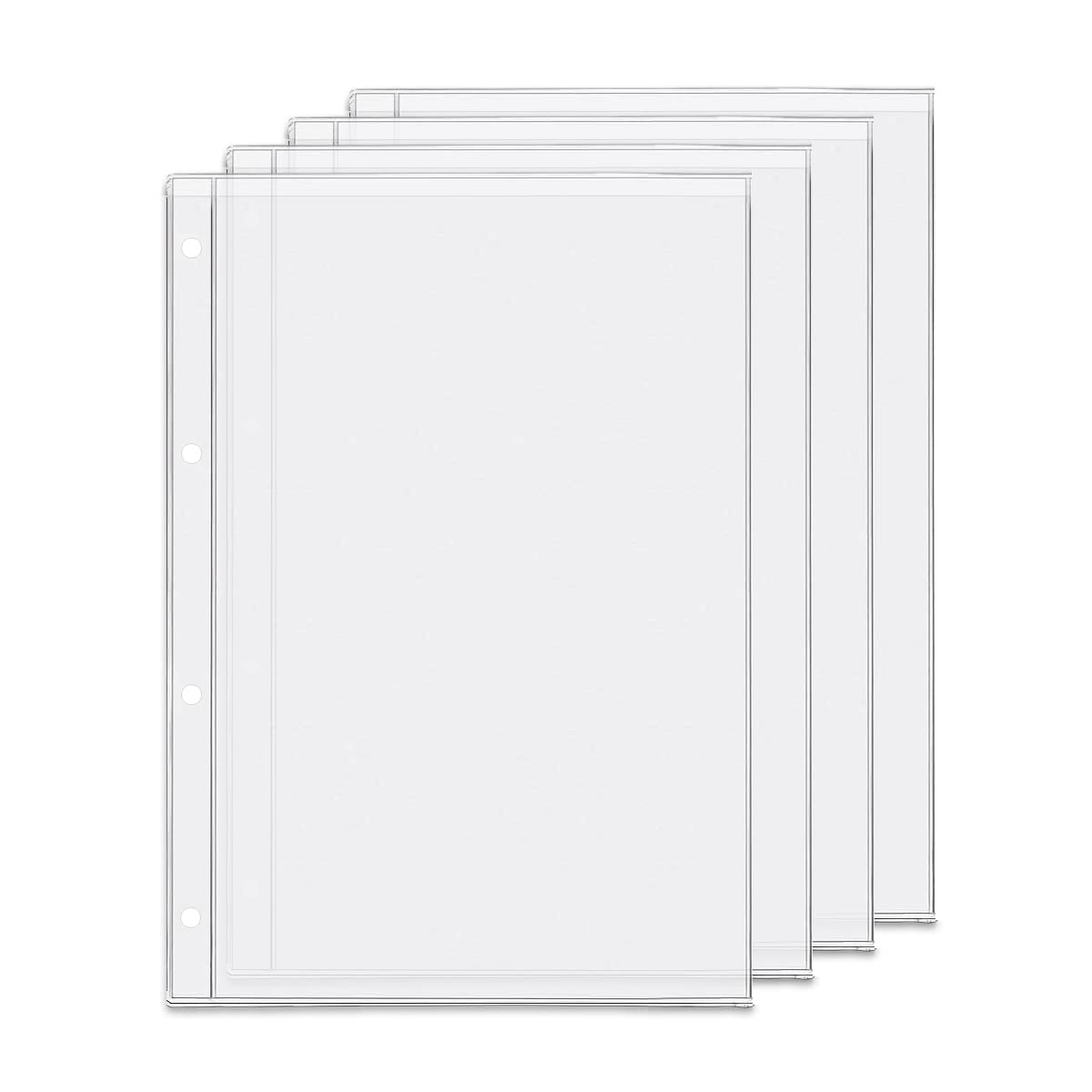4 Pack A4 4-Hole Plastic Binder Pockets - Waterproof Document Folders for Receipts, Tickets & Papers - Office Organization & School Supplies (A4 Size) - Perfect for Filing, Storage & Document Protection