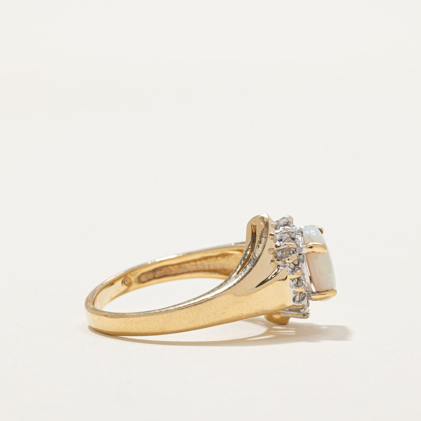 Opal & Diamond Petal Cocktail Ring - 1.40ct Opal with 0.18ctw Diamonds - Size 8.25 - Elegant Jewelry for Evening Parties, Weddings & Special Occasions