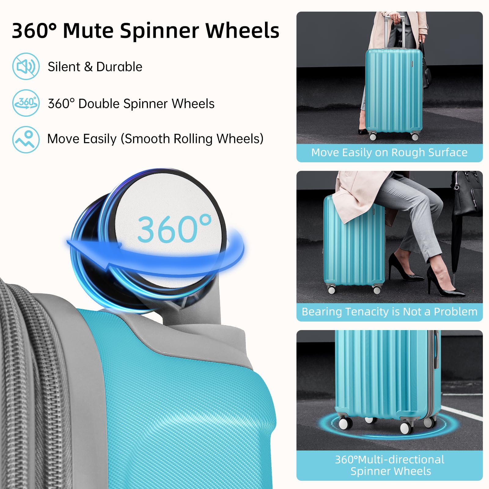 LARVENDER 6-Piece Expandable Hardshell Luggage Set with Spinner Wheels - Lightweight Travel Suitcases with Cosmetic Cases (12/14/18/20/24/28 Inch) - Pink & Blue | Perfect for Family Vacations, Business Trips & International Travel