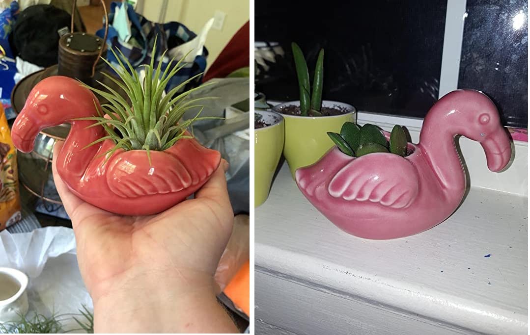 Adorable Flamingo Succulent Planter - Cute Animal Flower Pot for Home & Office Desk Decor - Perfect for Windowsills, Gift Ideas & Small Plant Lovers