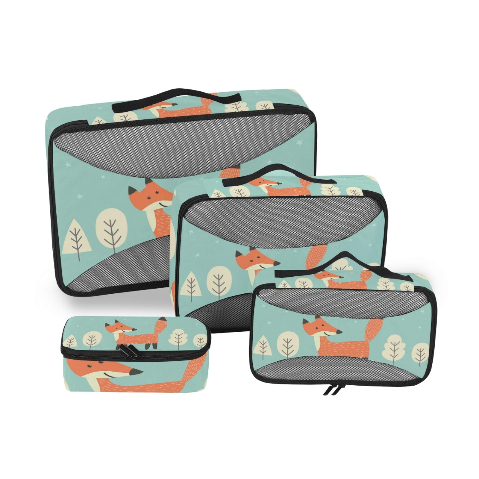 Baby Fox 4-Pcs Travel Organizer Set with Toiletry Bags for Storage & Packing