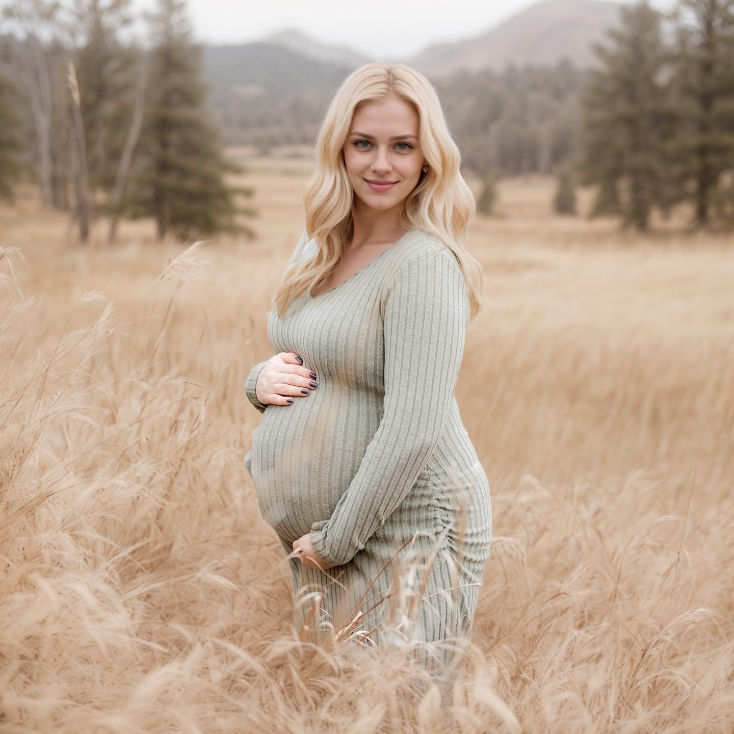 V-Neck Side Ruch Knit Ribbed Maternity Bodycon Dress - Stretchy Pregnancy Clothes for Baby Shower, Bridal Shower & Special Occasions | Flattering Fit for Expecting Moms