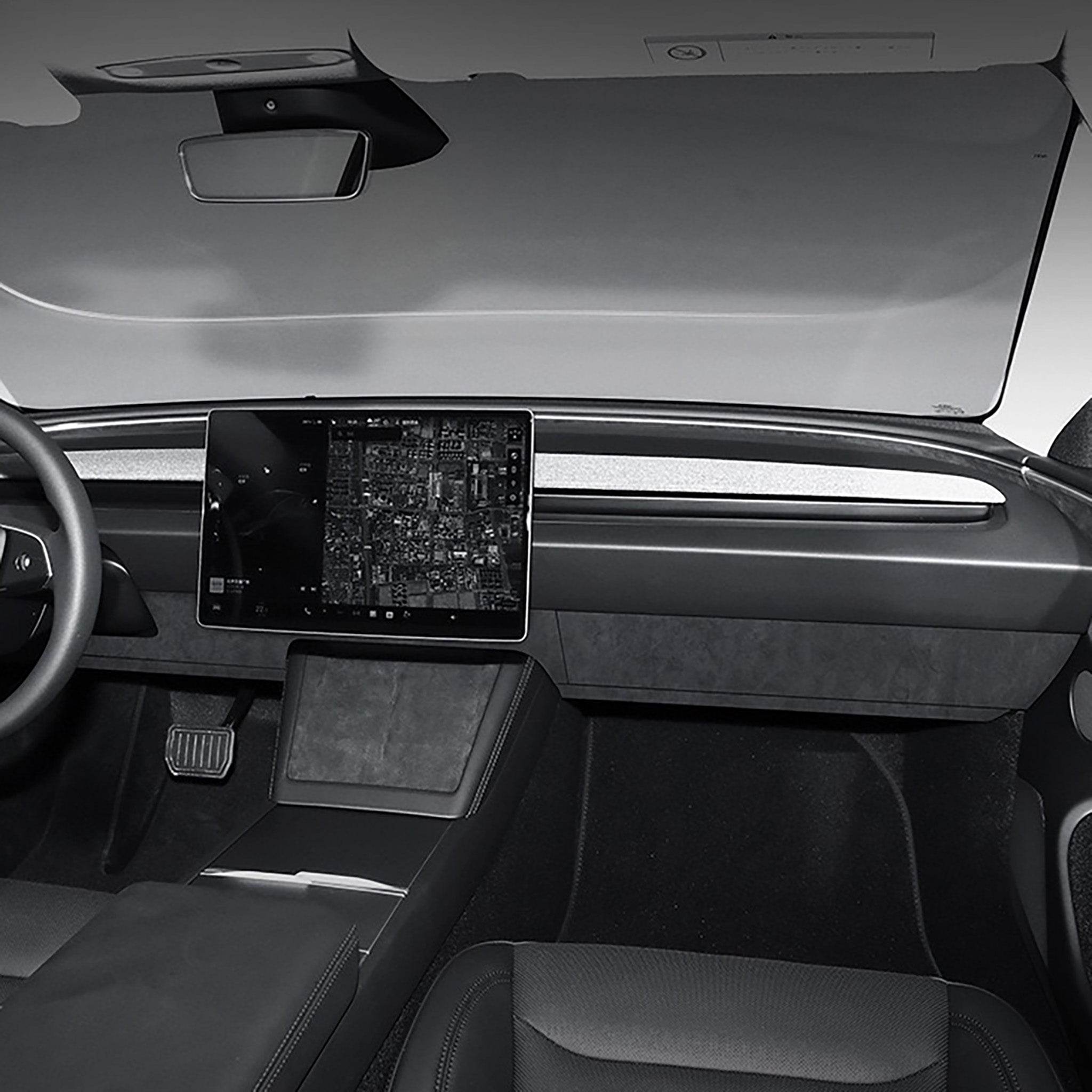 Tesla Alcantara Knee Bolster Panel & Glove Box Wraps for 2024+ Model 3 Highland & Model Y Juniper (4 Pcs) - Premium Interior Upgrade for Enhanced Comfort & Style While Driving