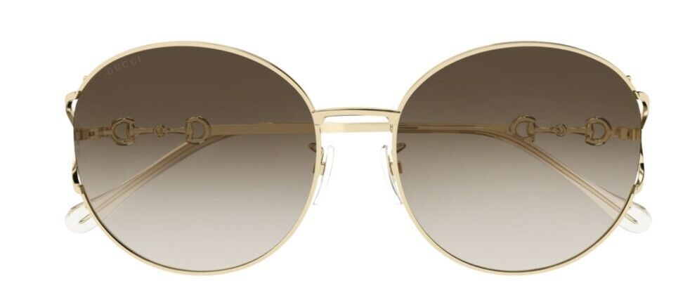 Gucci GG 1017SK 003 Gradient Gold/Brown Oversized Metal Round Women's Sunglasses - UV Protection Fashion Shades for Women, Perfect for Beach, Driving & Outdoor Activities