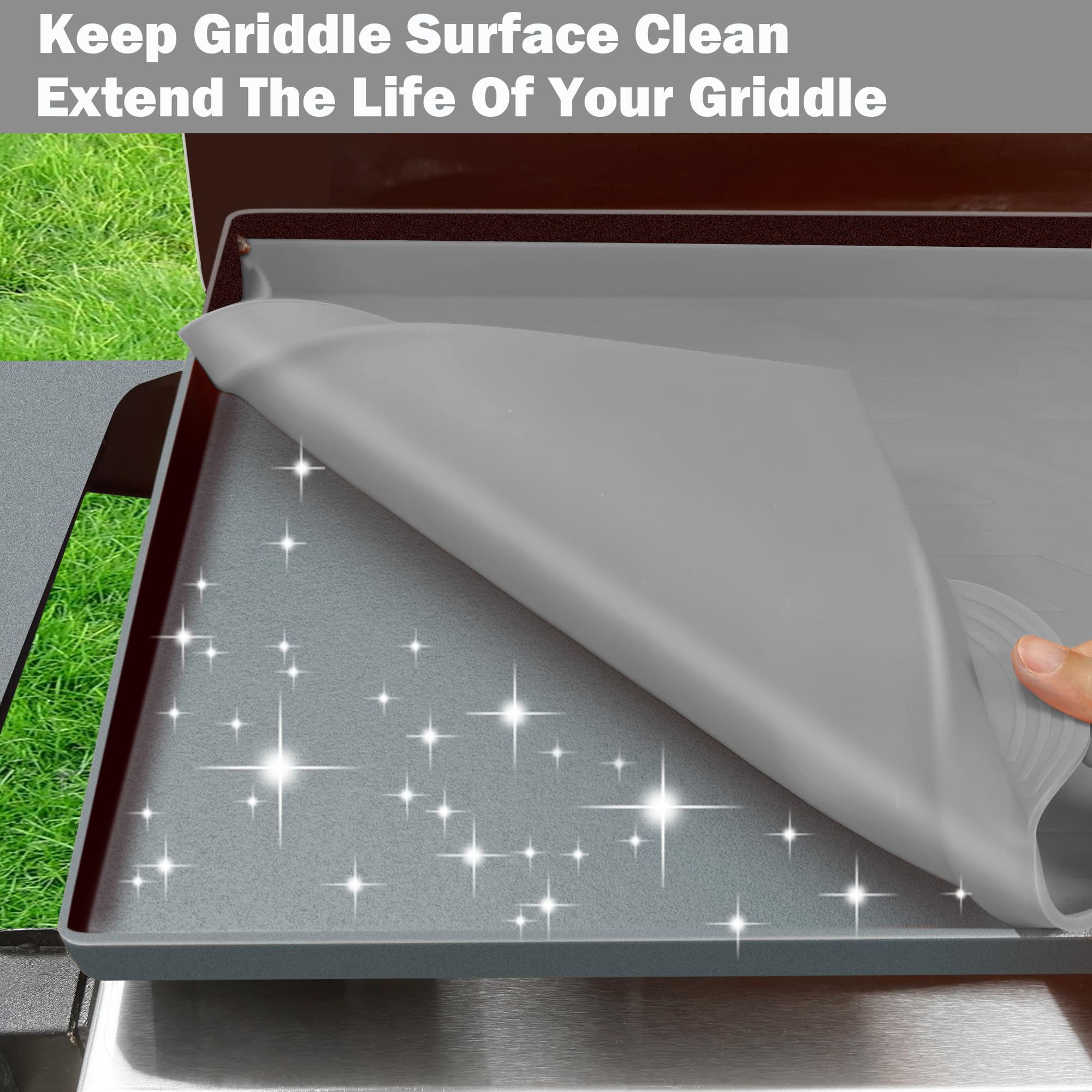 Blackstone Griddle Silicone Mat - Heavy Duty Food Grade Cooking Mat for Outdoor Grills - Protects from Rodents, Insects, Debris & Rust - 22 Inch Gray All Season Protective Cover - Perfect for Camping, Backyard BBQs & Tailgating