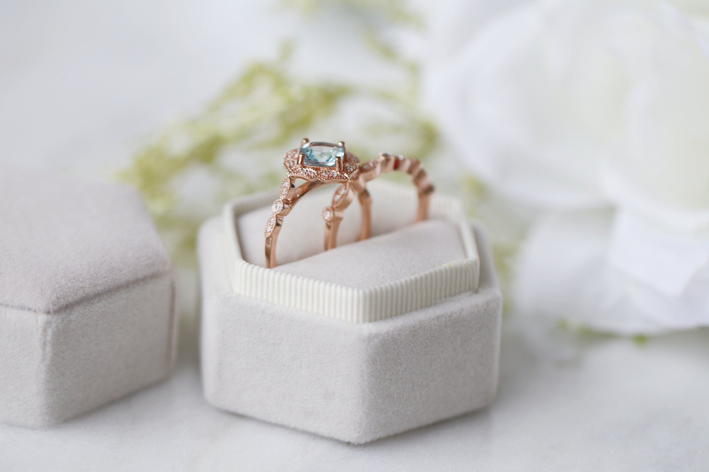 Luxury Aquamarine Ring 14k Rose Gold Vermeil - Elegant Birthstone Jewelry for Women, Perfect for Engagement, Anniversary & Special Occasions