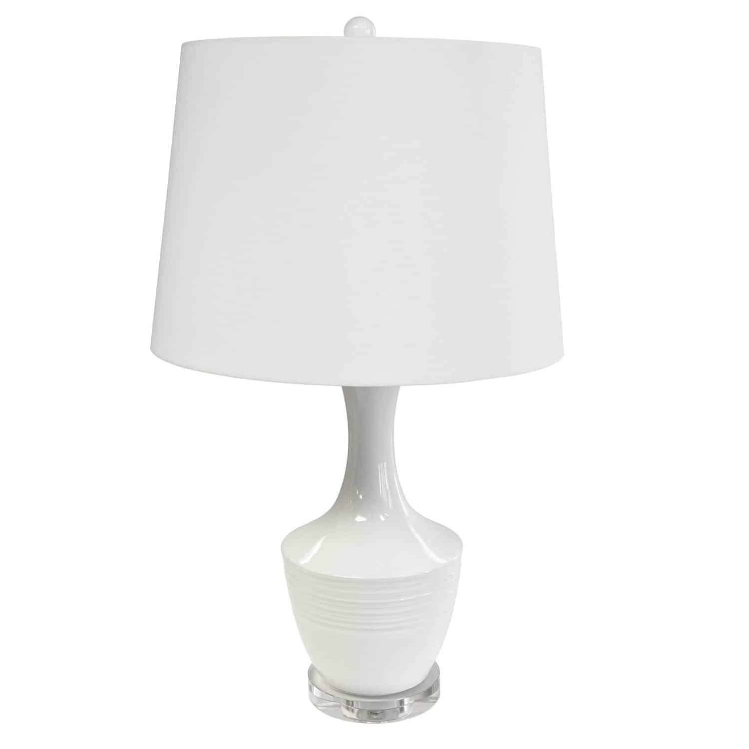 Dainolite Modern 1-Light Gloss White Table Lamp for Bedroom, Living Room, or Office - Stylish Desk Lighting for Home Decor