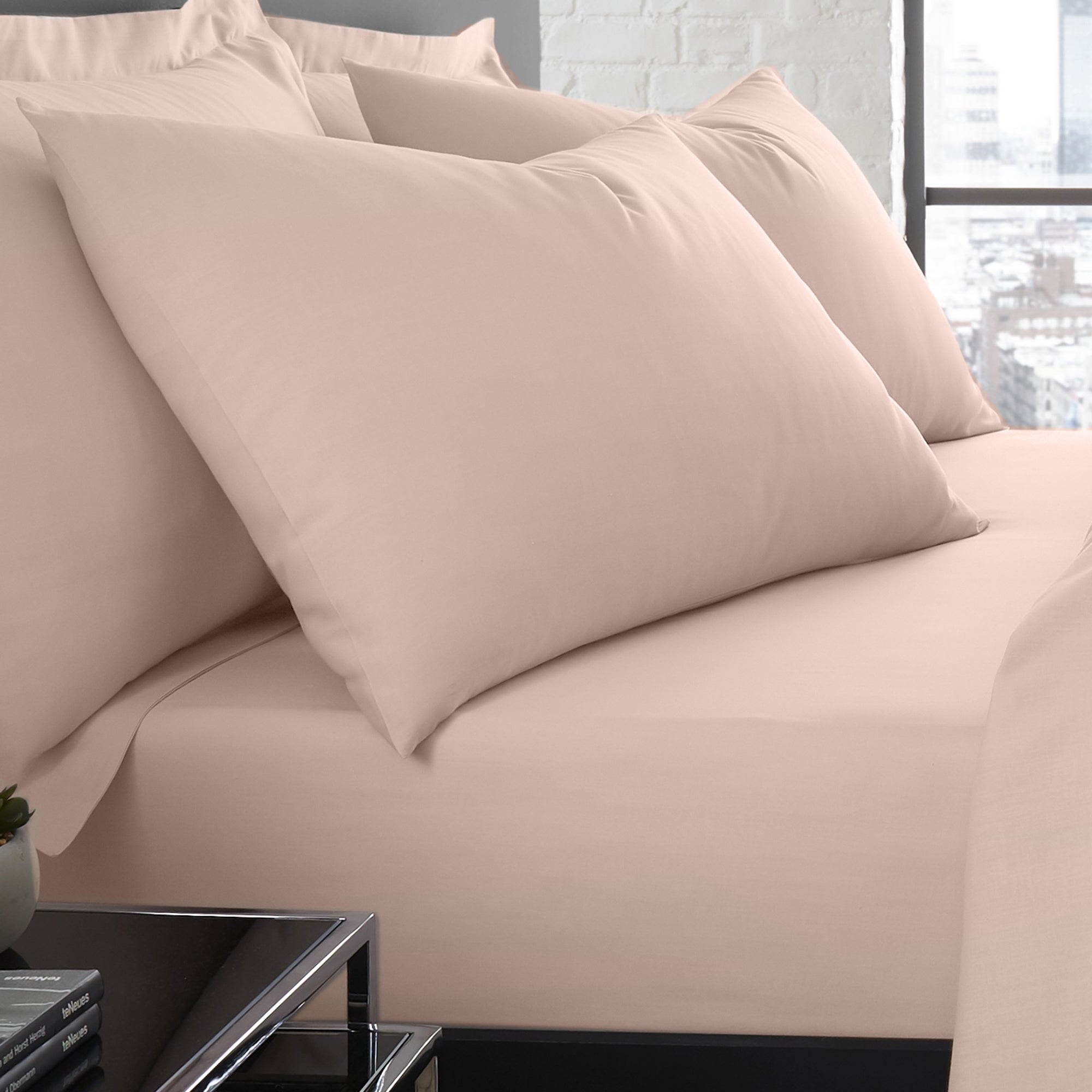 Serene Plain Dyed Pair of Housewife Pillowcases Blush - Soft Cotton Bed Pillow Covers for Home Decor, Bedroom Essentials & Cozy Sleep