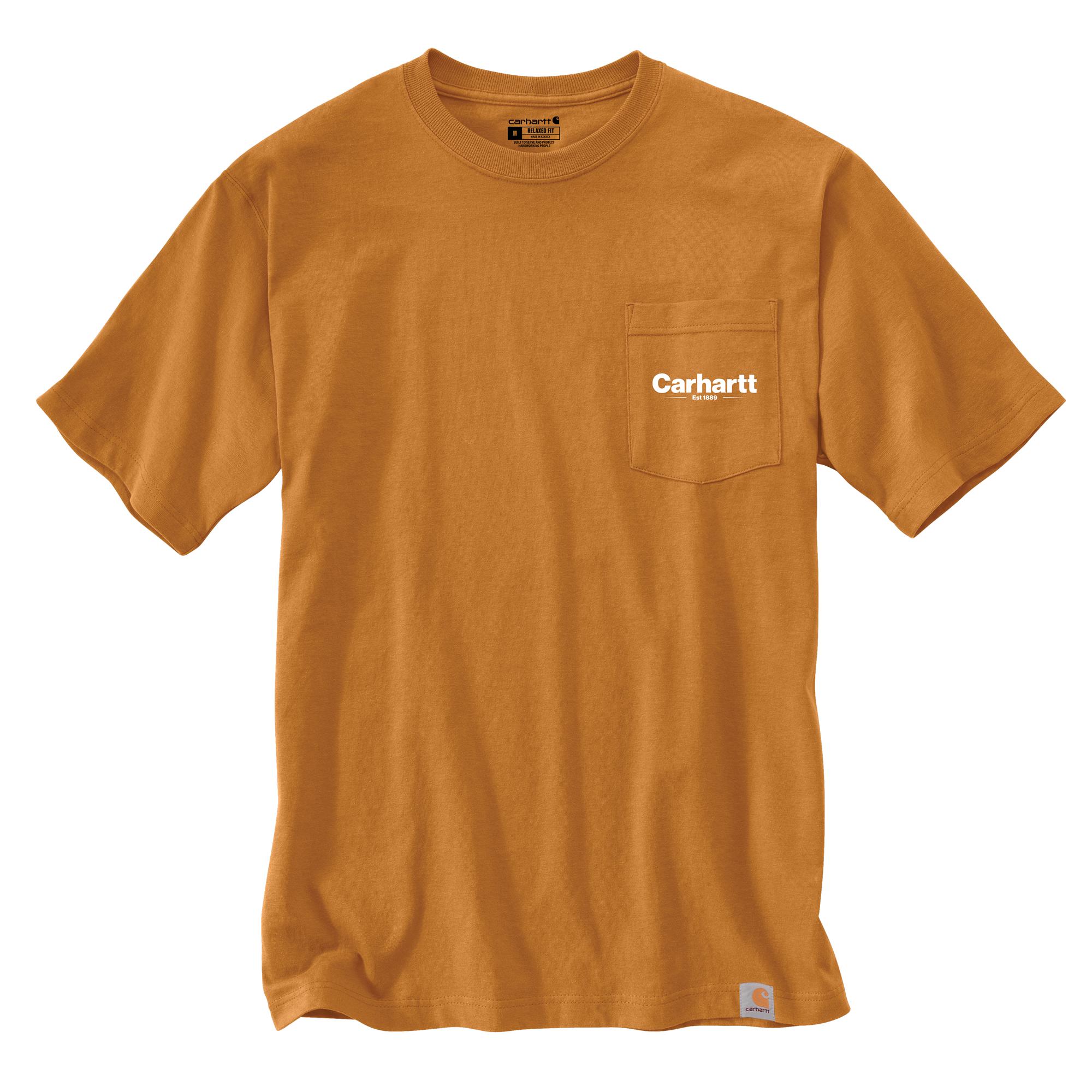 Carhartt Men's Relaxed Fit Heavyweight Short Sleeve Pocket Graphic T-Shirt - Durable Workwear for Construction, Outdoor & Casual Wear