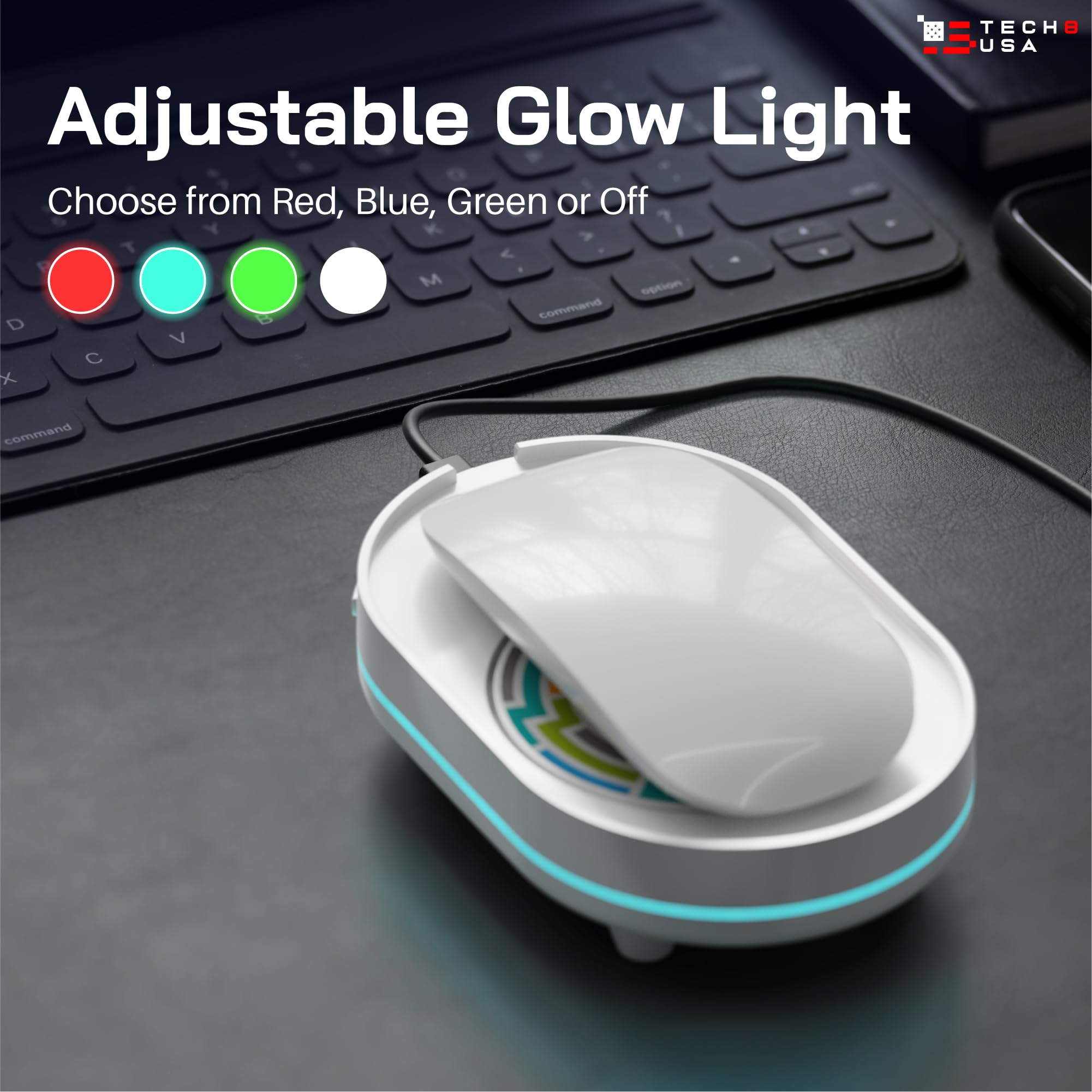 Tech8 USA Mouse Mover Device - Undetectable Mouse Jiggler for Laptops & PC, No Software Needed, Random Movement Technology, Patented Design (Made in USA) - Perfect for Remote Work, Online Meetings & Keeping Computer Active - 3D Hologram Glass Edition