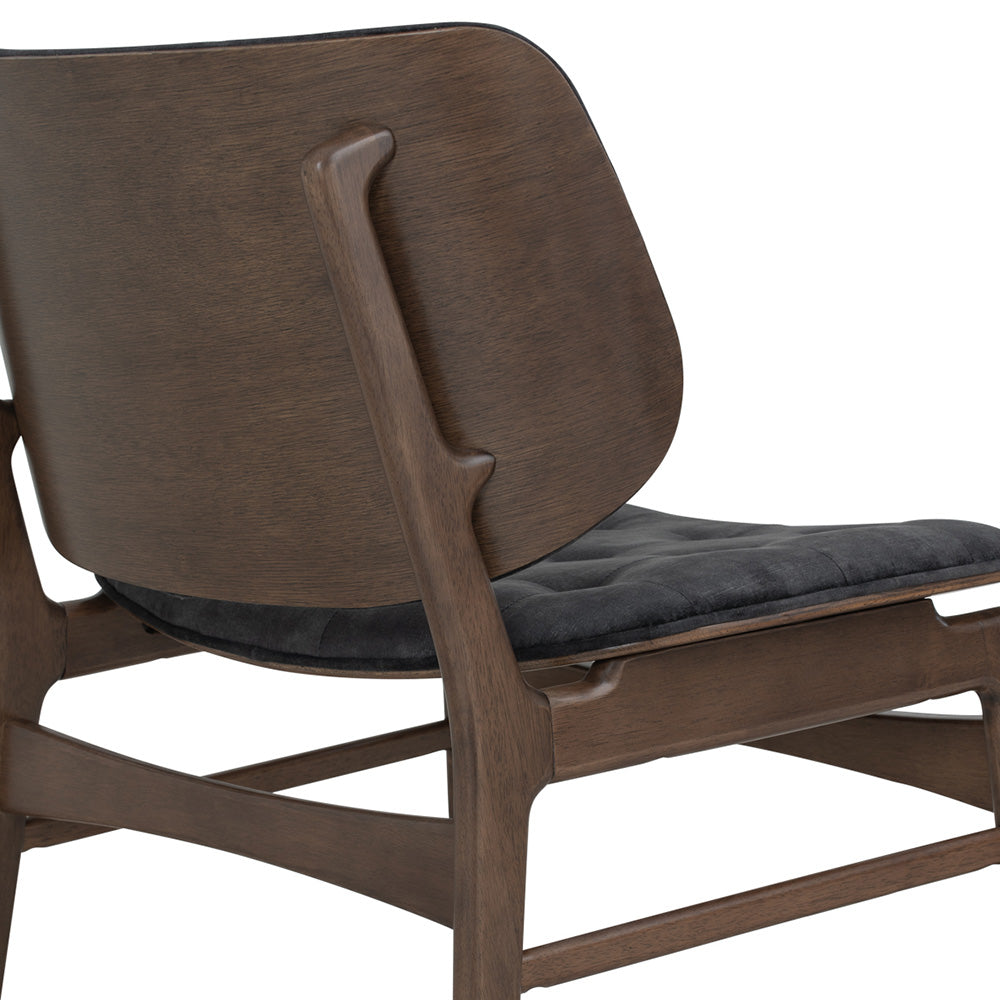 HEATH Lounge Chair - Modern Walnut Wood & Charcoal Fabric Accent Chair for Living Room, Bedroom, Office - Comfortable Mid-Century Style Reading Chair with Ergonomic Support