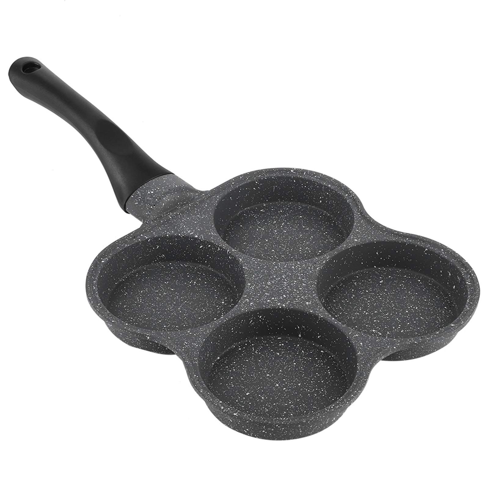 Non-Stick 4 Hole Egg Frying Pan - Aluminum Pancake & Omelette Maker for Breakfast, Burgers (36.5x19.5x2.5cm) | Perfect for Quick Breakfast, Camping & Family Cooking