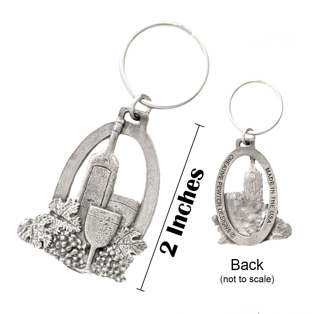 Handmade Pewter Wine Bottle Keychain - 2