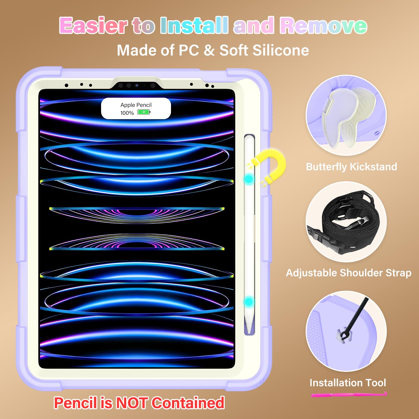iPad Pro 11 Inch Case for Kids with Pencil Holder - Compatible with iPad Air 5th/4th Gen 10.9
