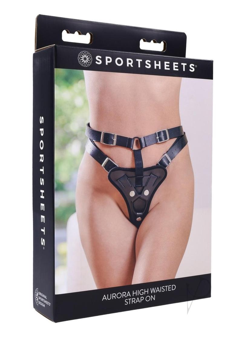 Aurora High Waisted Strap On Thong - Black Lingerie for Women | Sexy Underwear for Date Night & Special Occasions
