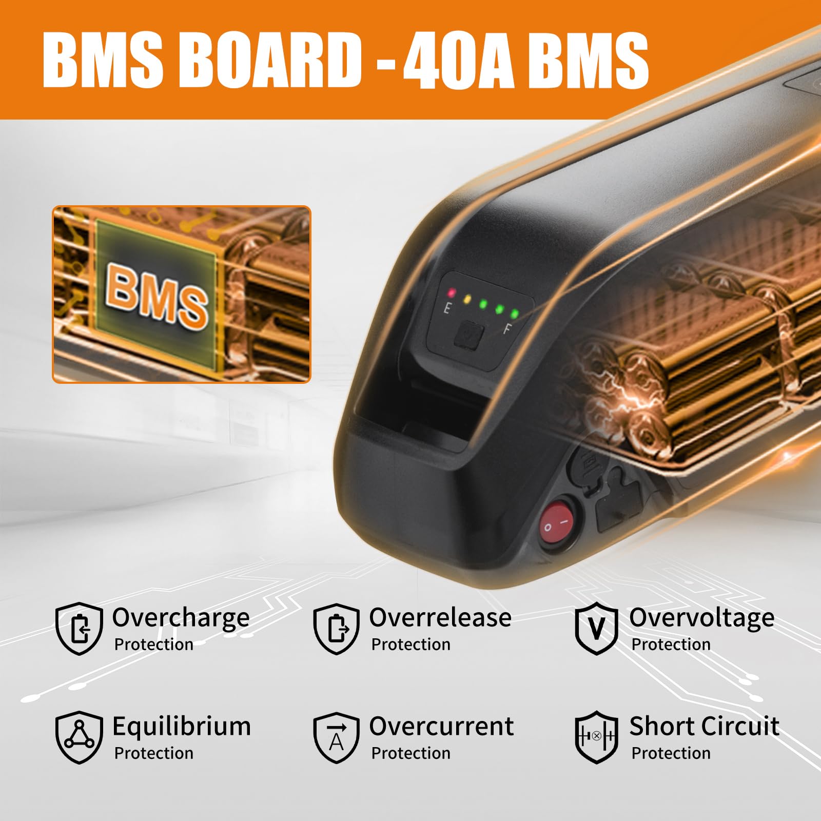48V 15AH Lithium Electric Bike Battery with 40A BMS - Compatible with 500W 750W 1000W 1200W 1500W Ebike Motors - USB Output, Safety Lock & LED Display - Perfect for Electric Motorcycles, Tricycles & Mountain Bikes - Ideal for Commuting, Off-Road Adventures & Urban Riding