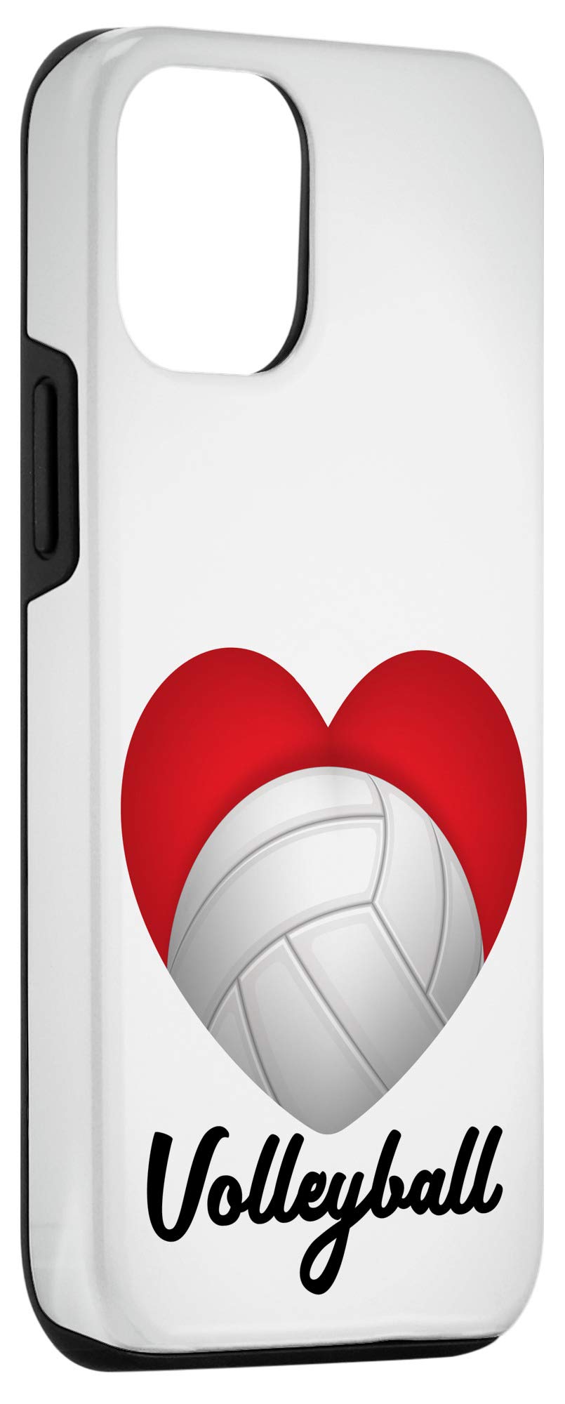 Cute Red Heart Volleyball Design iPhone 12/12 Pro Case - White Protective Phone Cover for Women Girls - Perfect for Valentine's Day, Sports Events & Everyday Use