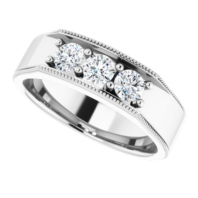 0.75 Carat Round Diamond Milgrain Accent Men's Wedding Band Ring - Perfect for Engagement, Anniversary & Special Occasions