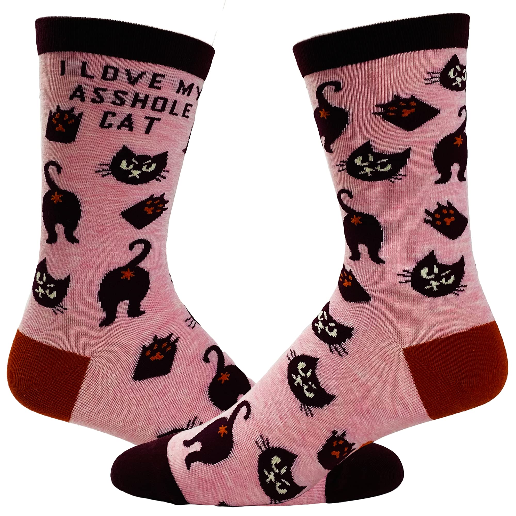 Funny Sarcastic Cat Socks for Women - Crazy Dog T-Shits I Love My Asshole Kitty Novelty Pet Lover Footwear | Perfect Gift for Cat Owners & Animal Lovers