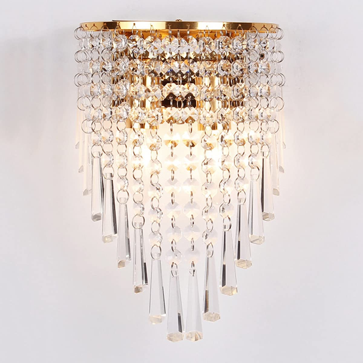 Modern Crystal LED Wall Lamp E14 Flush Mount Light Fixture - Gold Finish, No Bulb Included | Perfect for Bedroom, Living Room, Hallway & Indoor Decor | Elegant Lighting Solution for Home & Office Spaces
