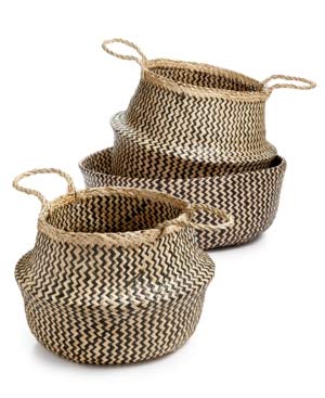 Handwoven Congo Sunset Baskets Set of 3 - Natural Rattan Storage Baskets for Home Organization, Bathroom, Nursery & Decor | Eco-Friendly Woven Baskets for Laundry, Toys & Blankets