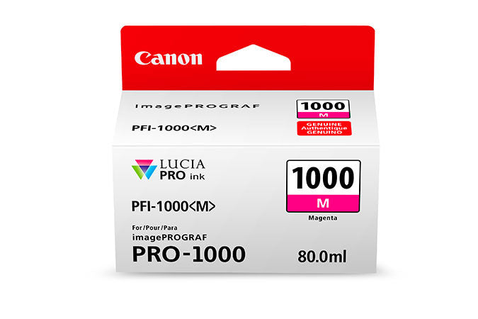 Canon PFI-1000 LUCIA PRO Magenta (M) Ink Cartridge - 80ml for PRO-1000 Printer | Professional Photo Printing, Fine Art Reproduction & Graphic Design