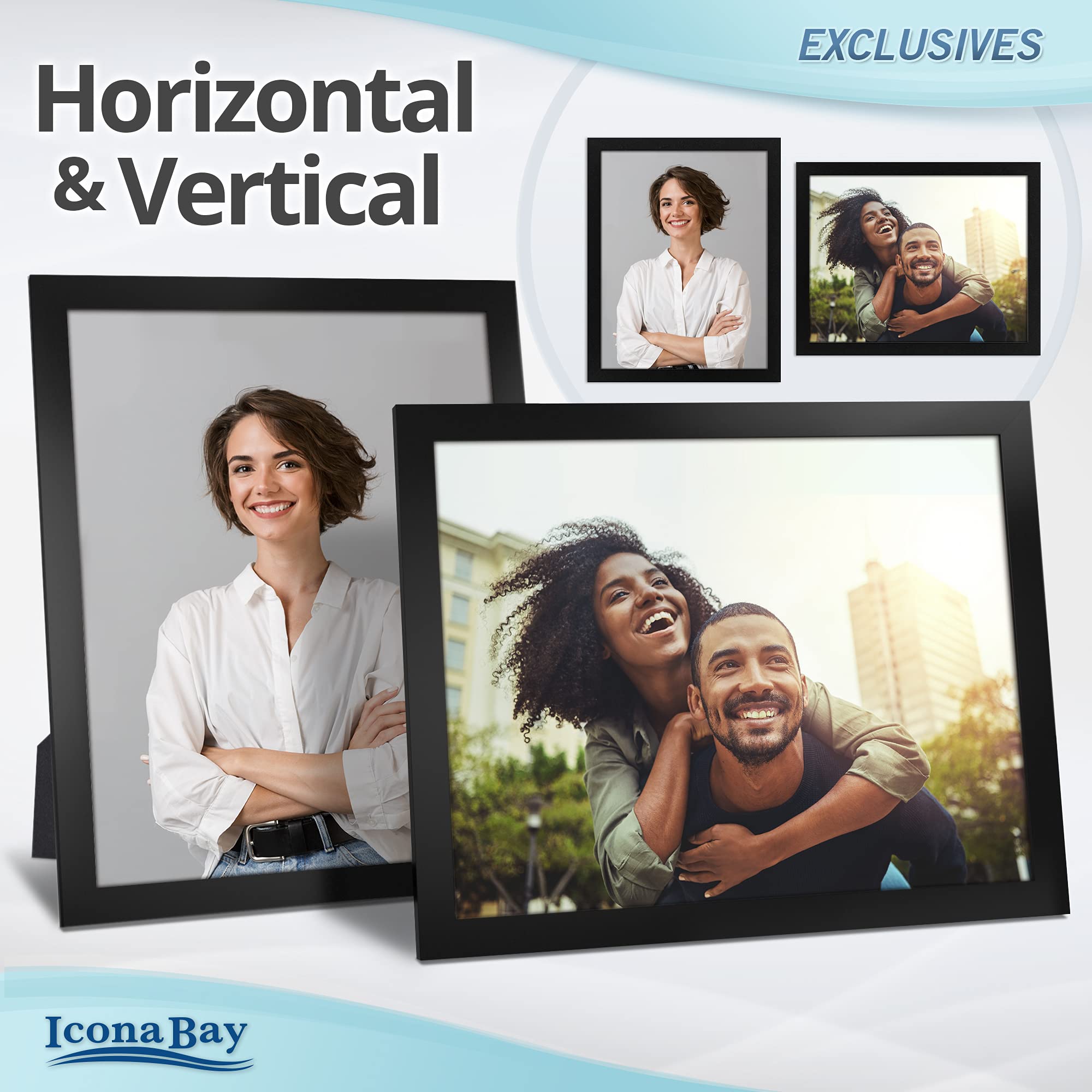 Icona Bay 11x14 Picture Frames (Black, 3 Pack) - Premium Wood Composite Photo Frames for Wall or Tabletop Display - Perfect for Family Photos, Artwork, and Home Decor
