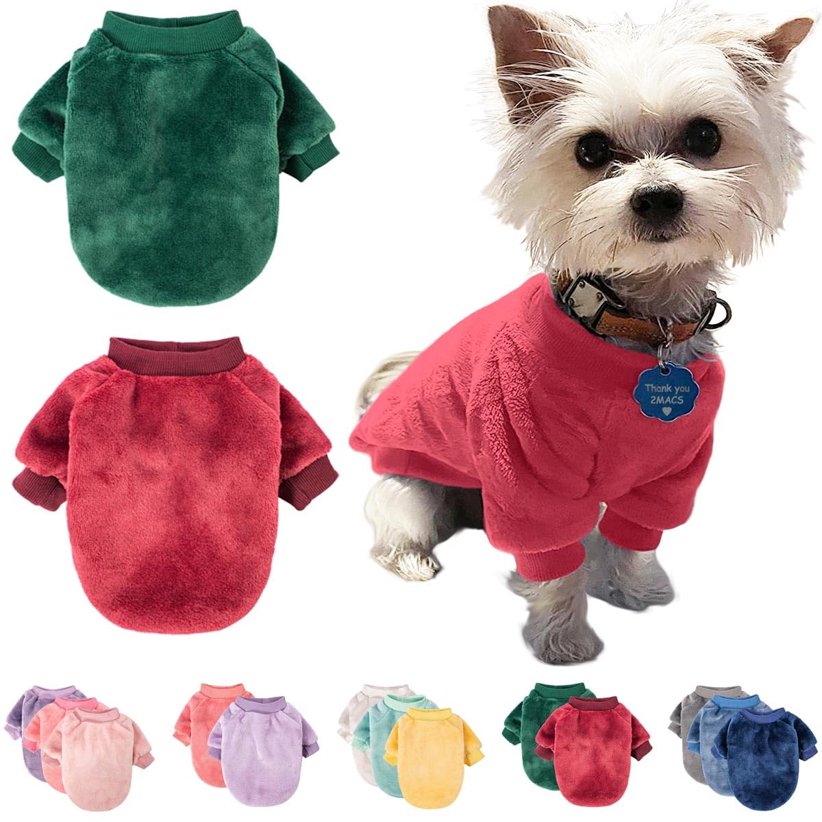 FabriCastle 2-Pack Ultra Soft & Warm Dog Sweaters for Small & Medium Dogs - Cozy Winter Dog Coat & Jacket for Boys & Girls - X-Large Pet Clothing in Dark Red & Dark Green - Perfect for Cold Weather Walks & Indoor Comfort