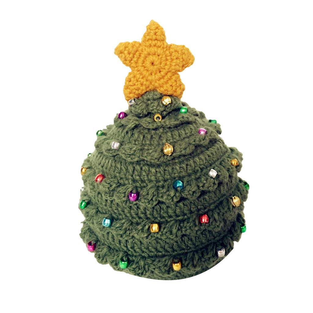 BLVD Women's Crochet Knit Winter Hat with Stars - Warm Christmas Beanie for Women - Perfect for Cold Weather, Holiday Parties & Outdoor Activities