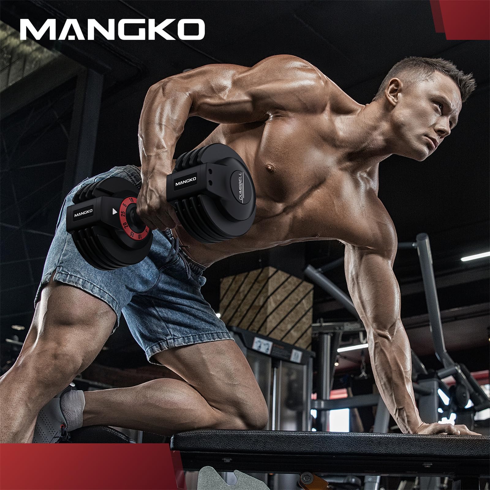 Mangko Adjustable Dumbbell Set 25LB - 5 in 1 Weight Dumbbells with Anti-Slip Nylon Handle for Home Gym, Strength Training & Full Body Workout - Perfect for Weight Lifting, Muscle Building & Fitness Exercises at Home