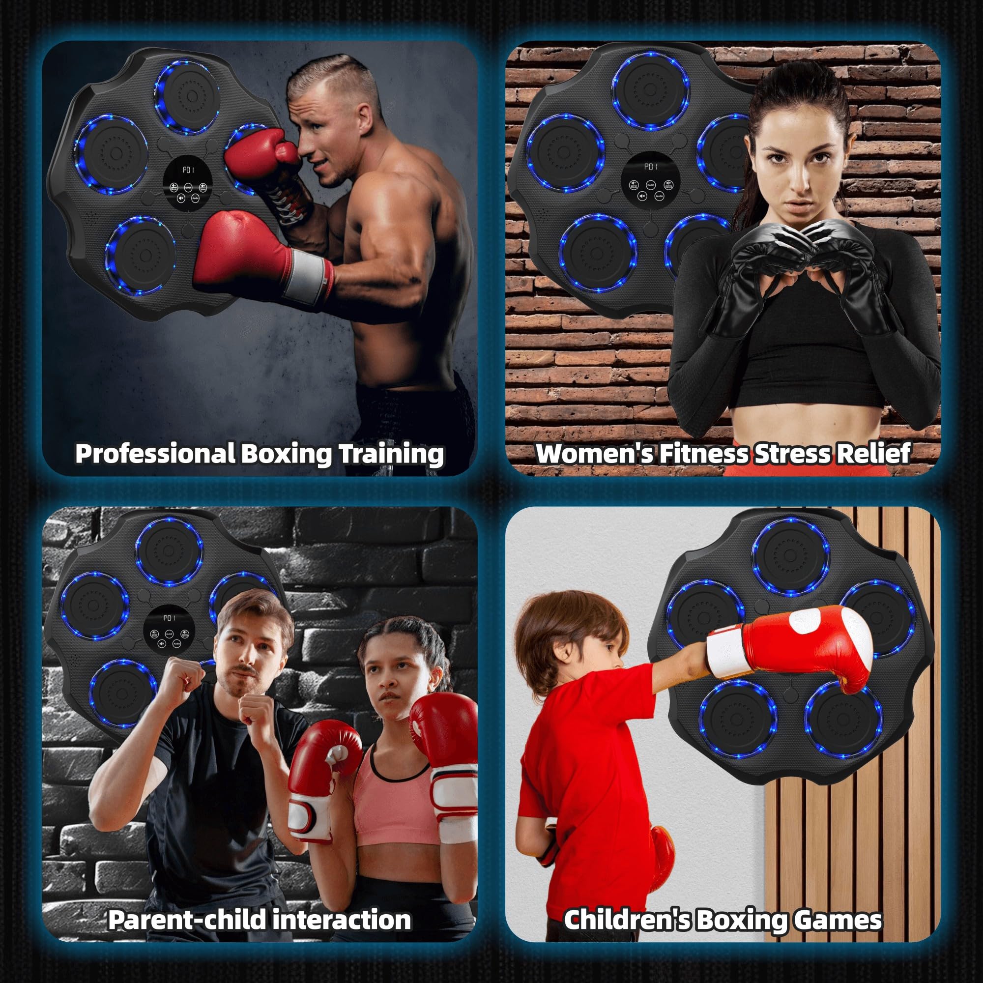 2025 Smart Bluetooth Music Boxing Machine for Adults & Kids - Interactive Punching Bag with Gloves, Large Wall Mounted Electronic Punching Pad - Perfect for Home Gym, Office Workout & Stress Relief